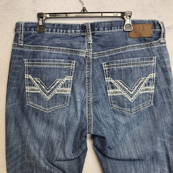 BKE Jeans Mens 36R 36x31 Derek Bootcut Stretch Denim Whiskered Western Casual - Picture 1 of 12